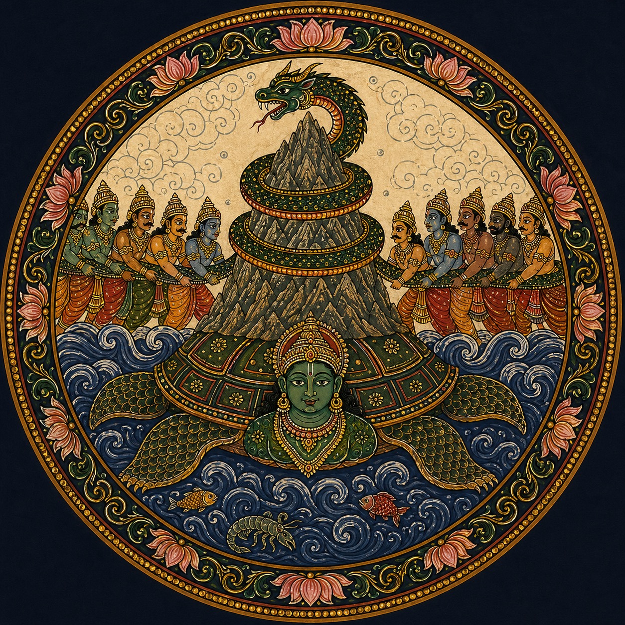 Kūrma — the turtle avatar supporting Mount Mandara
